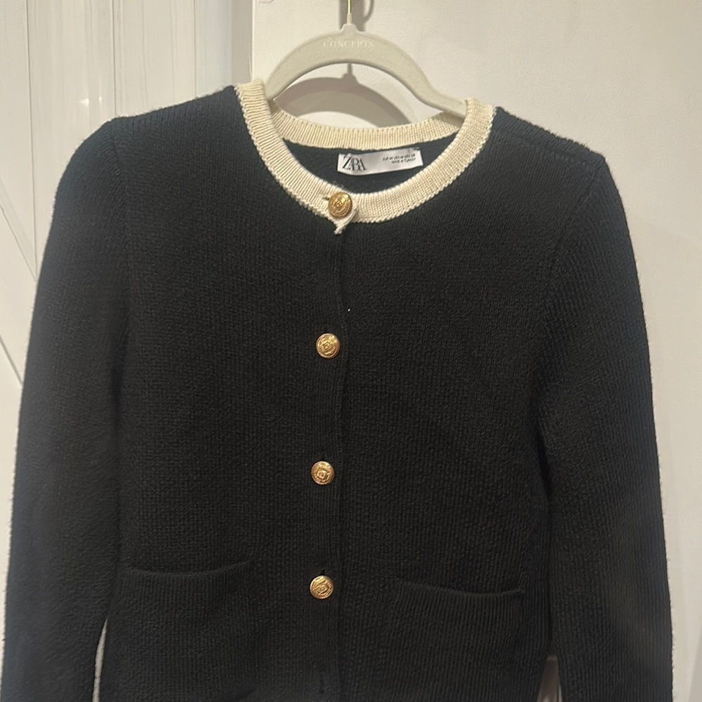 Zara Black Cardigan with Gold Buttons